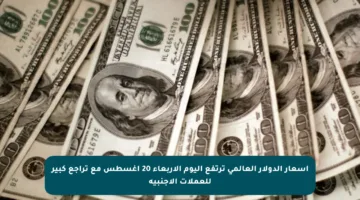 أسعار الدولار العالمي ترتفع اليوم الأربعاء 20 أغسطس مع تراجع كبير للعملات الأجنبية